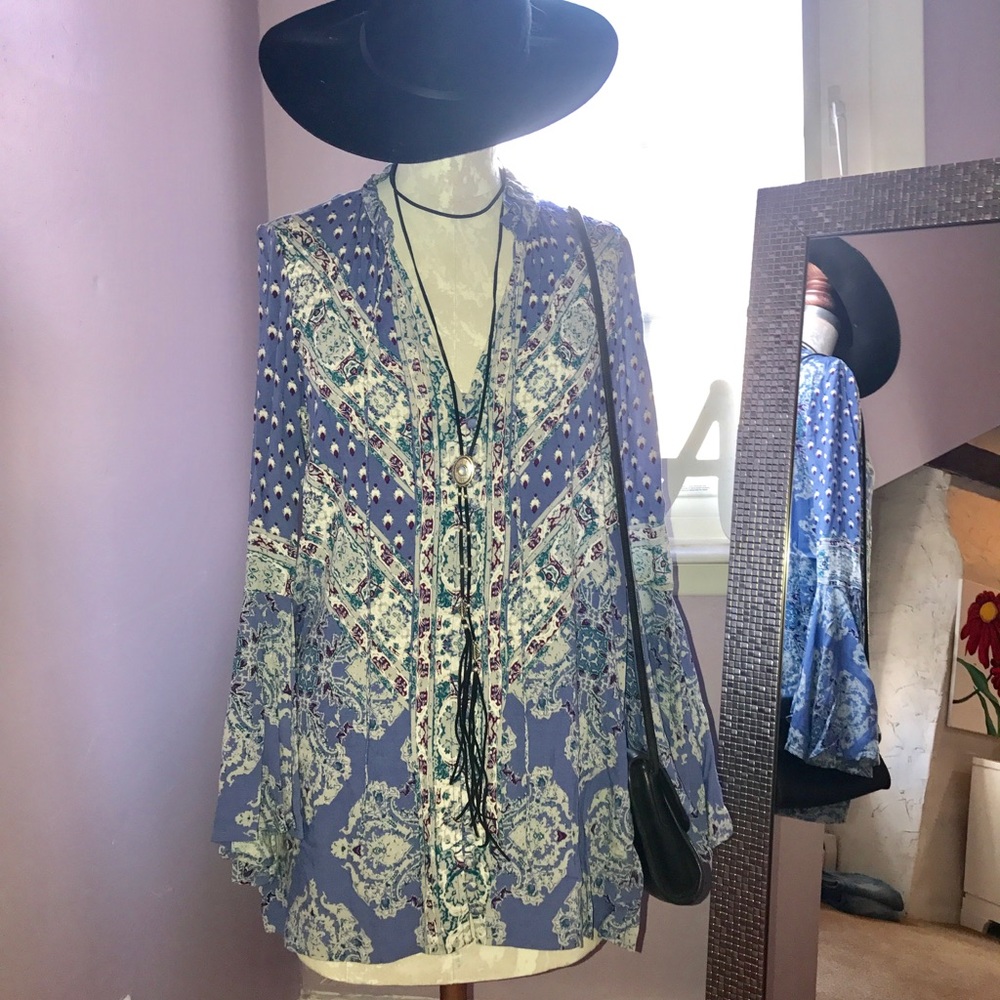 Free People Long-Sleeved Button-Up Shirt Dress